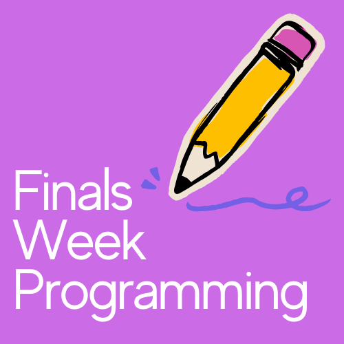 Finals Week Programming text and graphic of a pencil