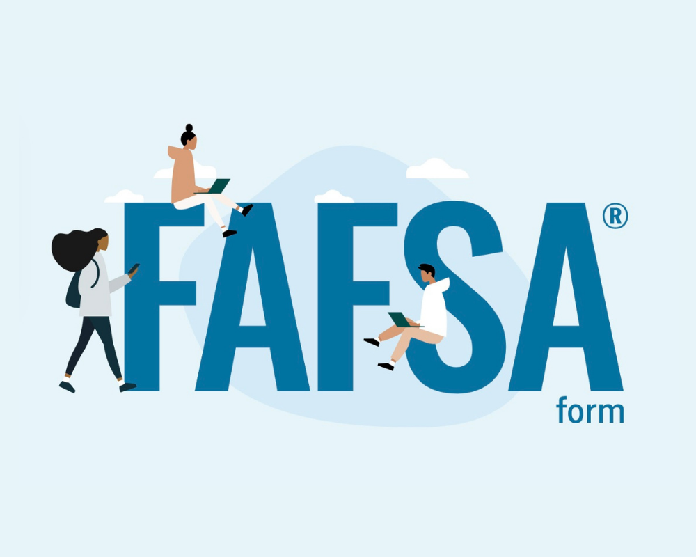 FAFSA logo of people resting on FAFSA letters