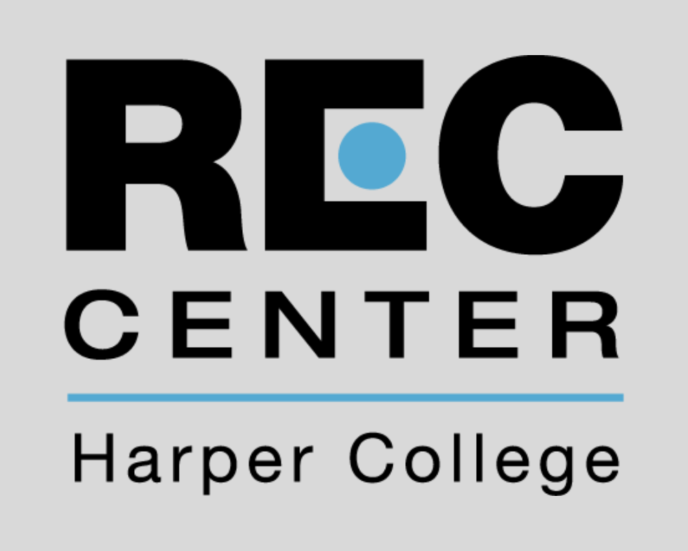 Rec Center logo with dot in center line of capital "E" in "Rec"