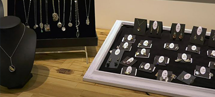 Jewelry on display at Studio V