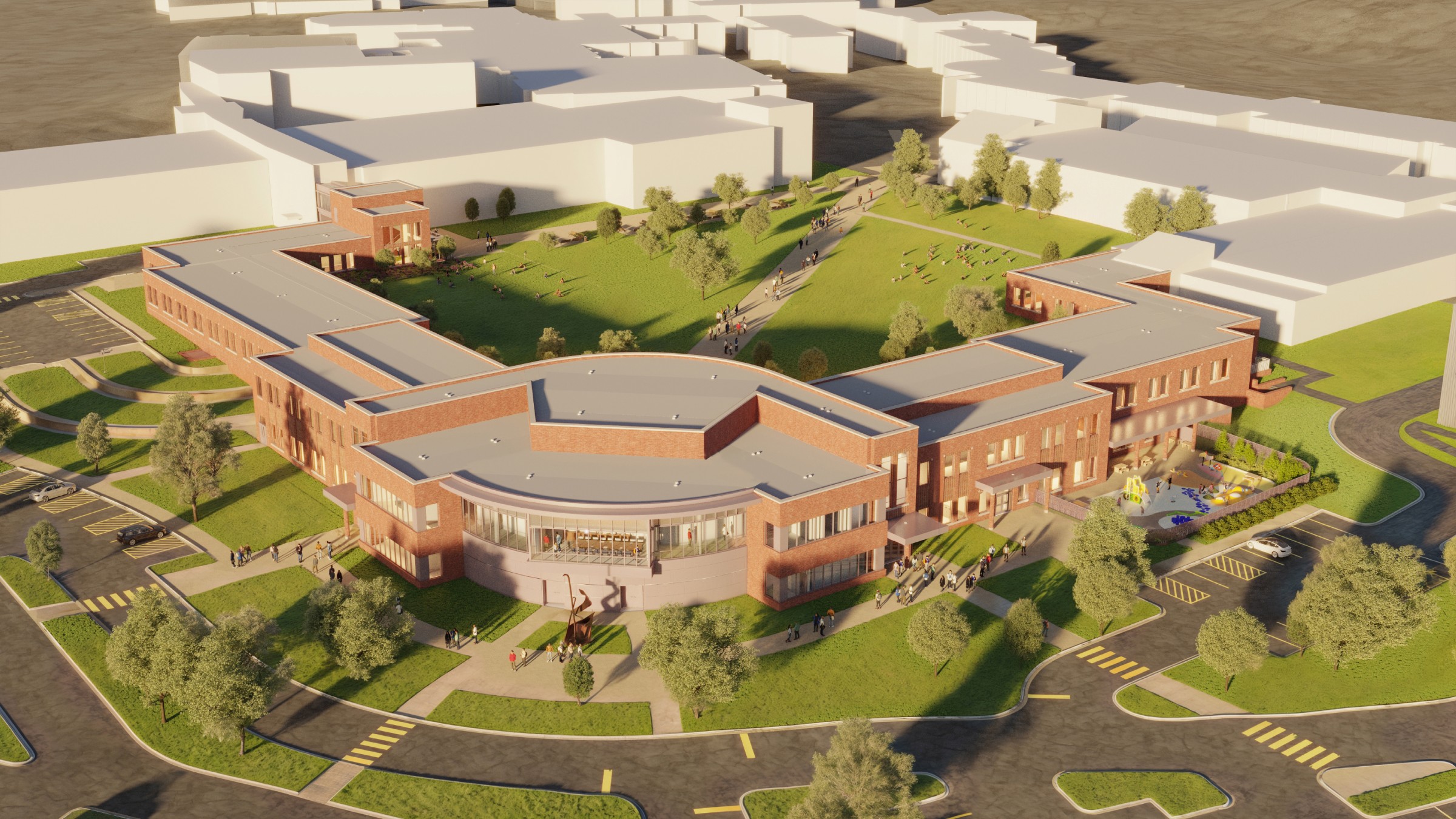 Business and Social Sciences Building rendering, exterior view