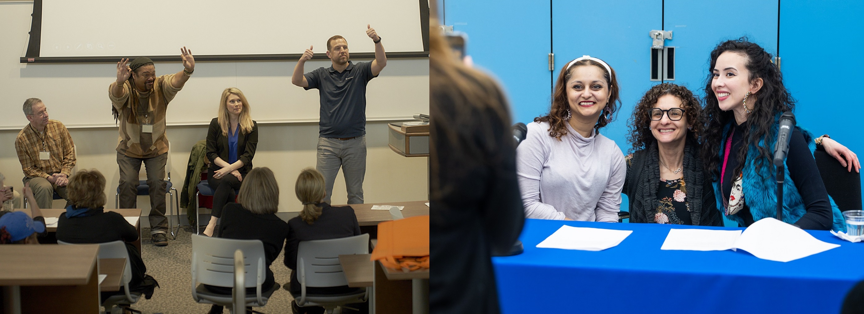 These two images show the 2019 STEAM Science Fair for the Hearing Impaired and 2023 Disability Awareness Month events.