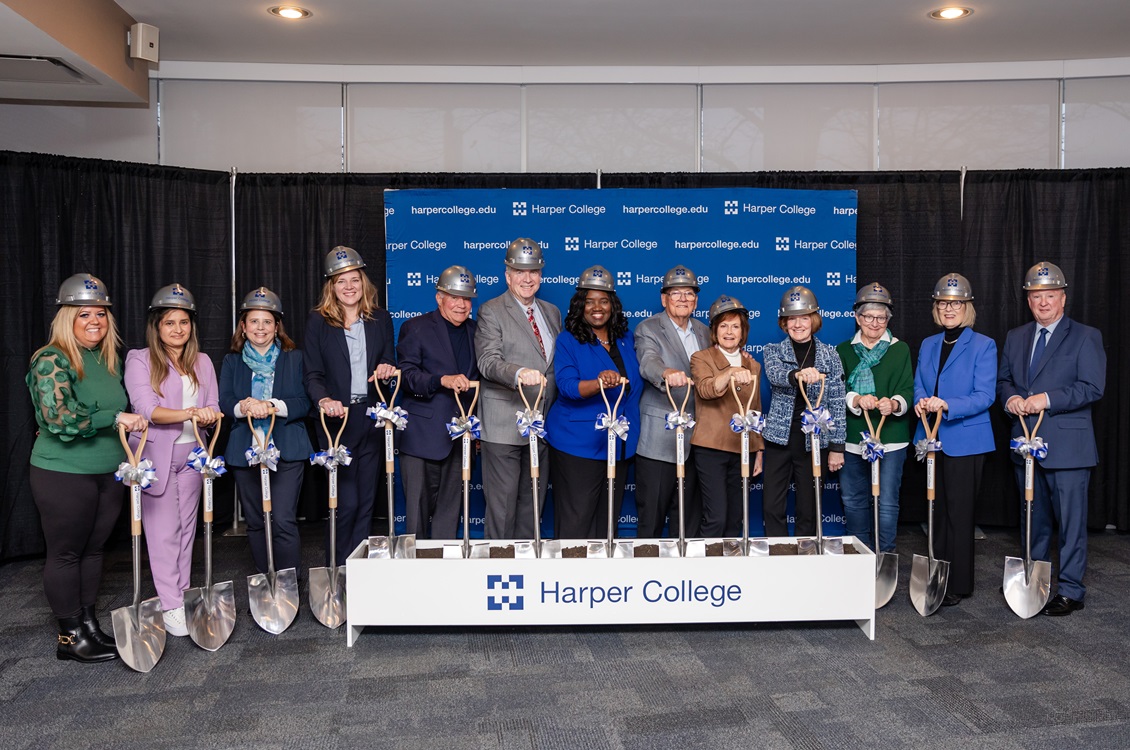 Harper College leaders celebrate the groundbreaking of the new Canning Student Center.