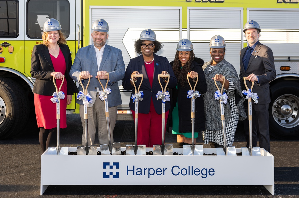 Dr. Proctor and the Harper Executive Cabinet celebrate the groundbreaking of Harper's Emergency Services Training Center.