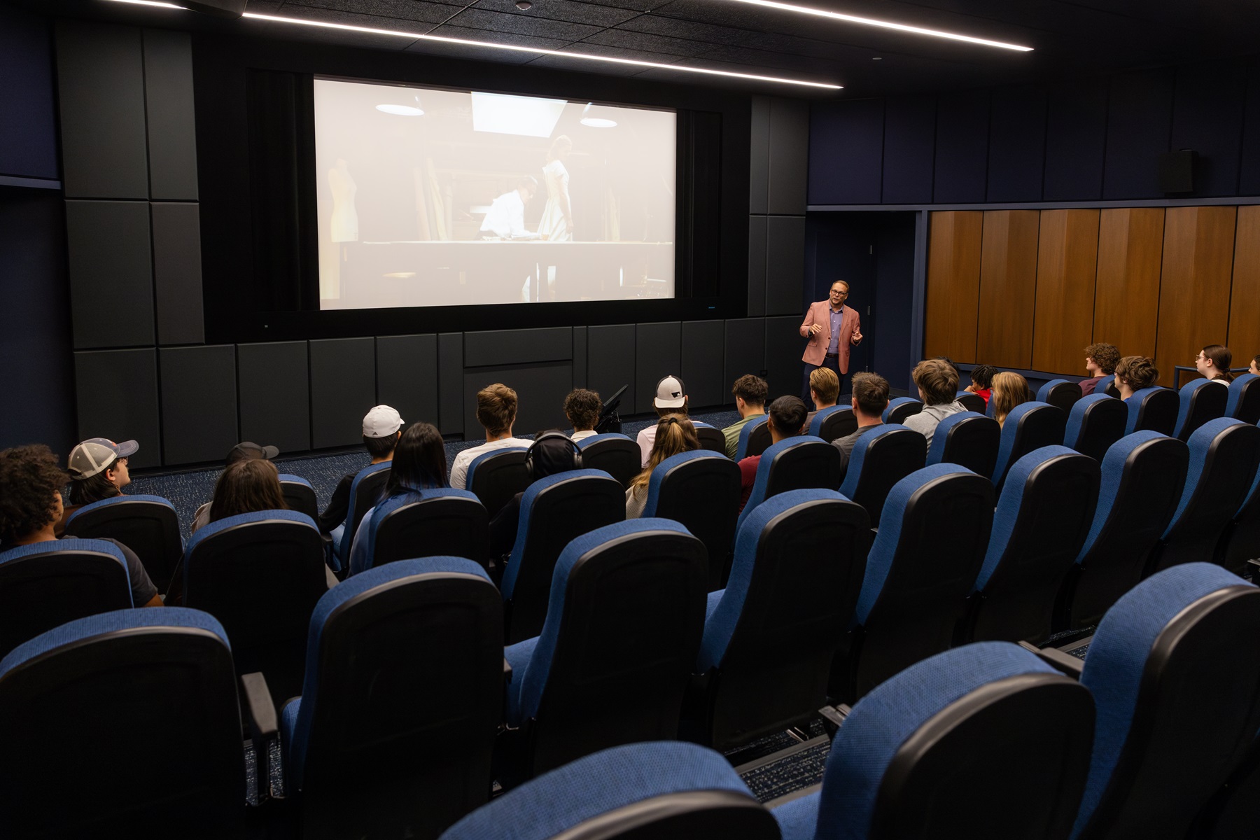 Associate Professor Brian Shelton teaches in the Film Lab.