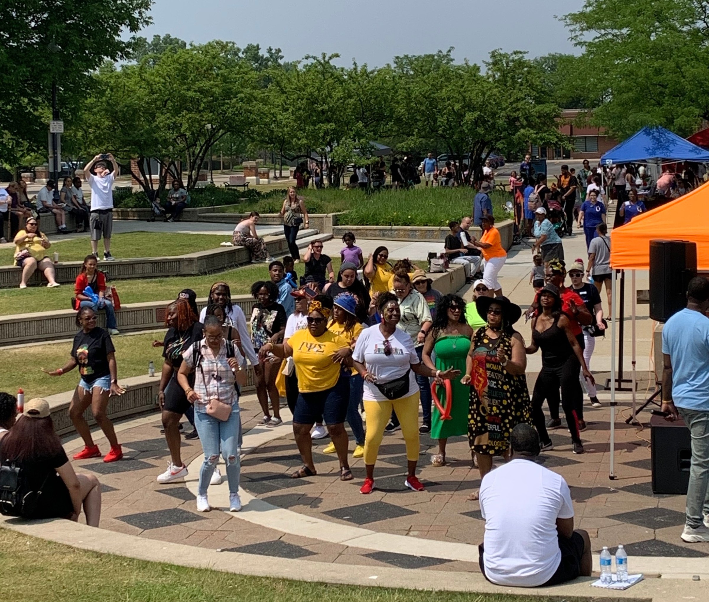 Attendees enjoy the Juneteenth Block Party