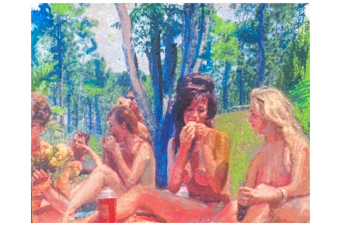 painting of four women at a picnic