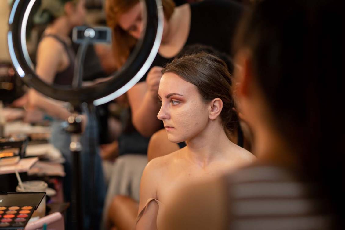 Model getting ready for the show