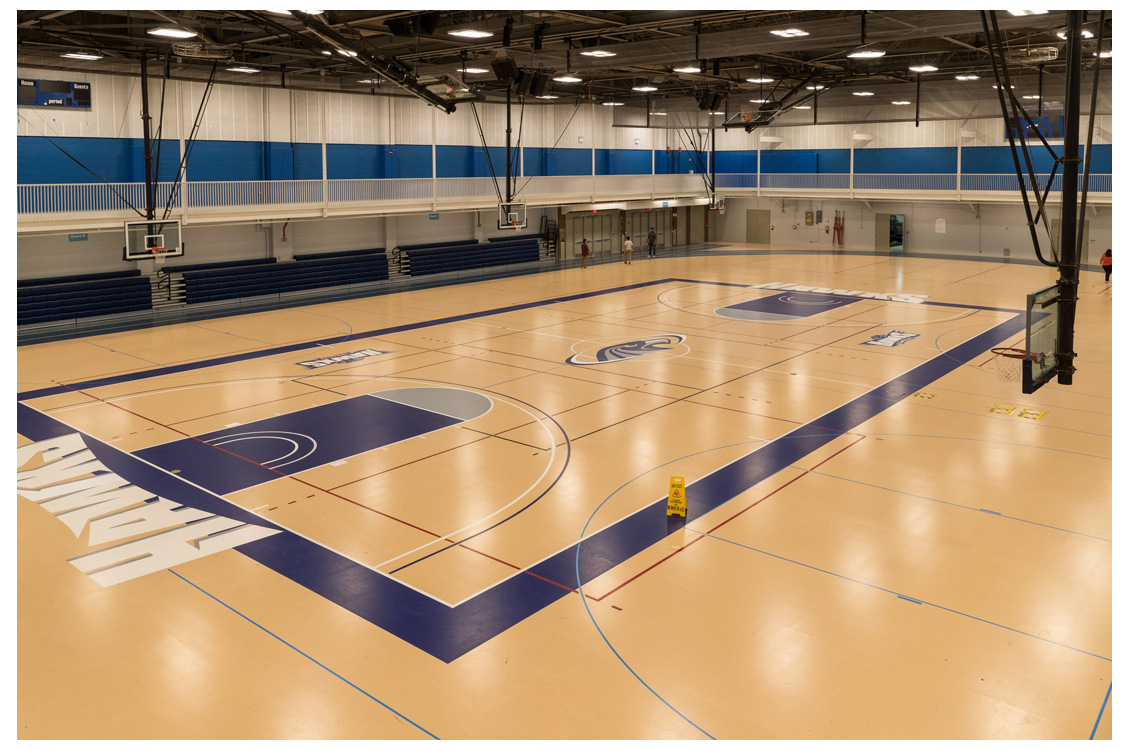 An empty basketball court