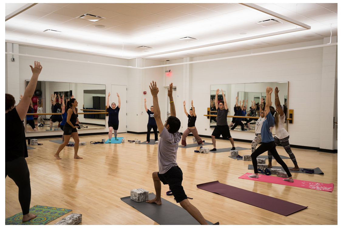 students doing yoga in a studio