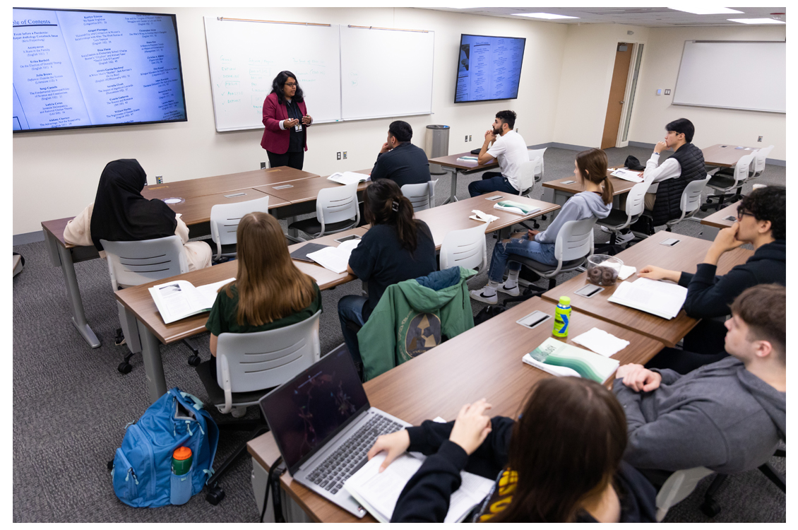 teacher in a classroom teaching