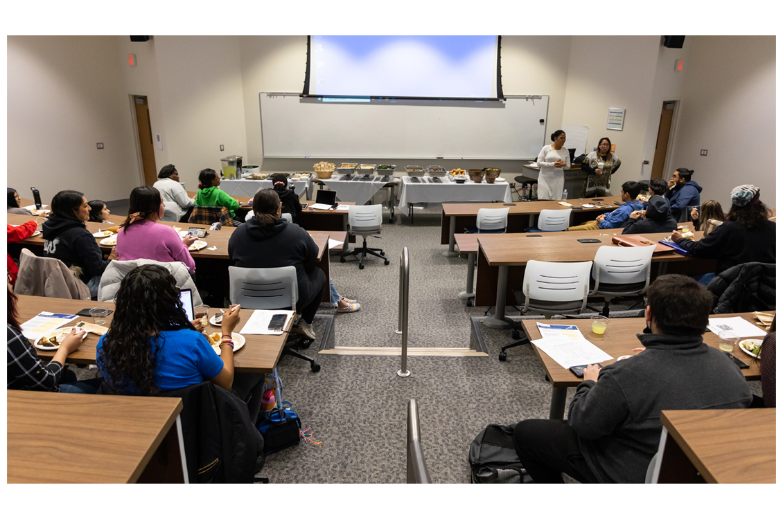 view of a lecture hall from the back