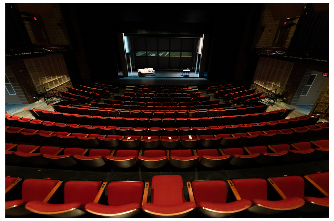 view of a theater at Harper College from the back