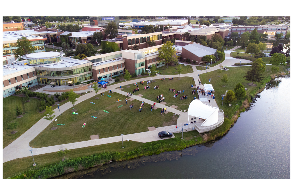 an overhead view of the Pavillion and quad