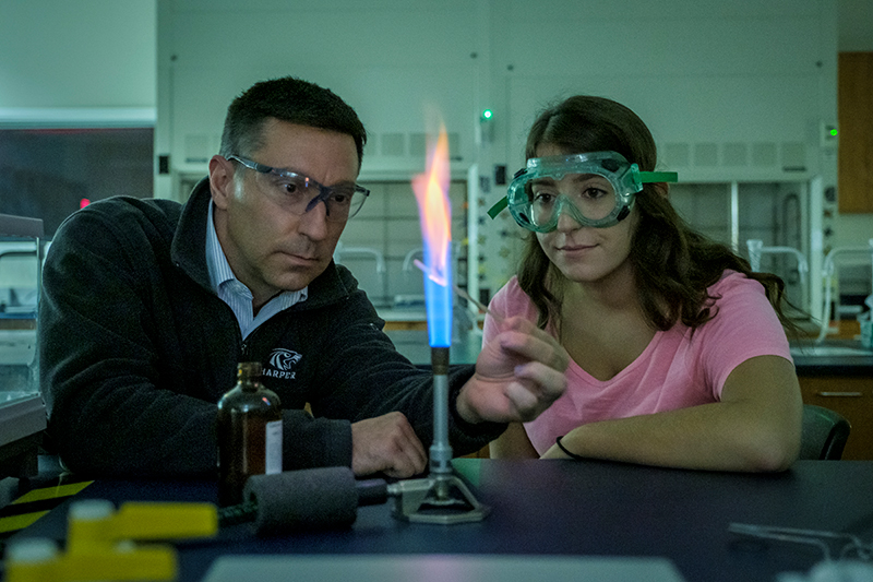 Science students conducting an experiment