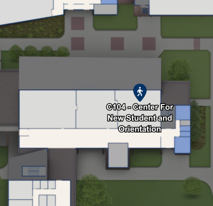 Map to Center for New Students and Orientation, Room C104