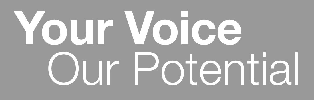 Stylized Text: Your Voice - Our Potential