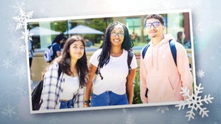 Students gather on campus.