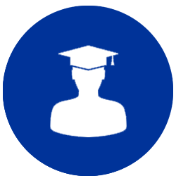 Icon showing a graduate in cap