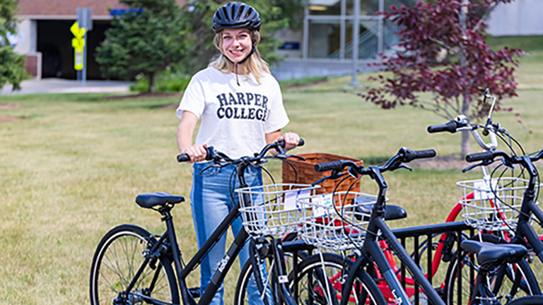 student biking