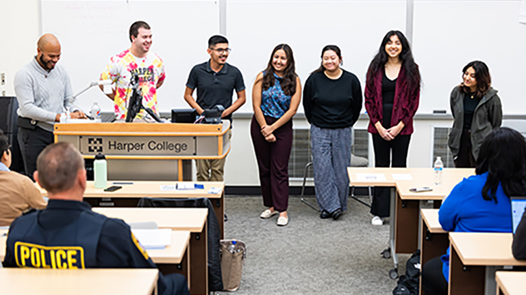 students in front of class