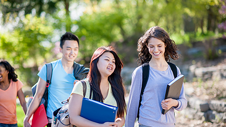 students walking