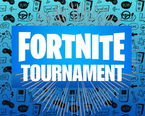 Fortnite logo of text only surrounded by game controller line drawings