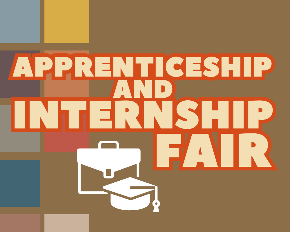 Apprenticeship Fair with graphic os a mortorboard cap and brief case