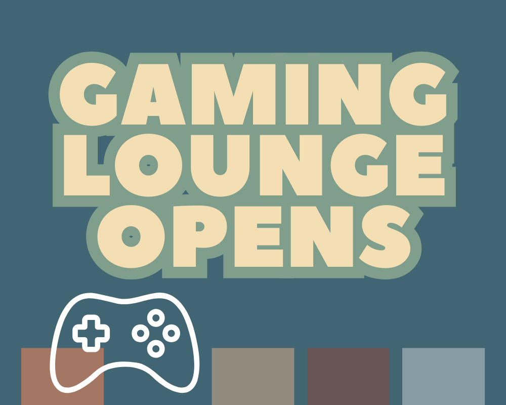 Gaming Lounge with graphic of a video game controller