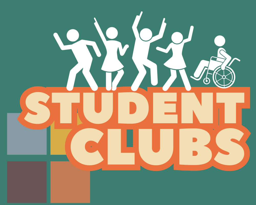 Student Clubs with graphic of people dancing