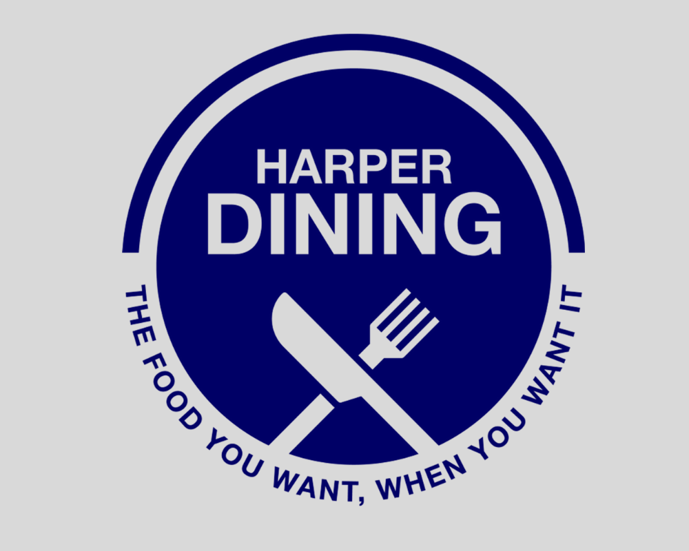 Harper Dining logo of plate with crosses knife and fork