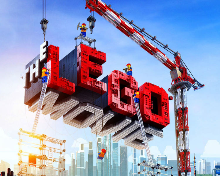 Graphic from The Lego Movie with text in lego blocks