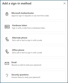 Figure 19: Add a sign-in method 