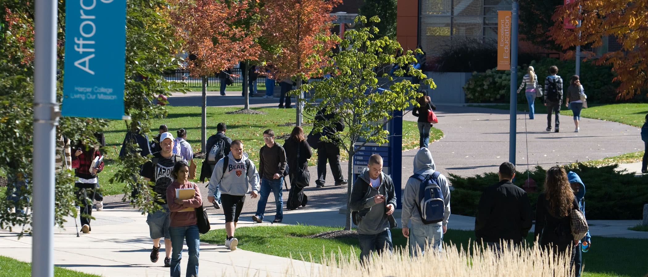 Students walking in the quad